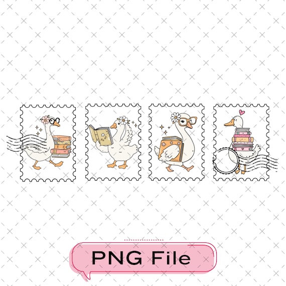 Reading Silly Goose Png, Funny Teacher Bookish Design, Librarian Stamp Png, Cute Book Lover Cozy Fall Digital File