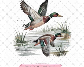 Vintage Mallard Duck PNG, Retro Waterfowl Design (Digital File)