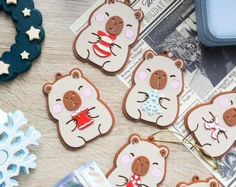 Ornamento Natalizio In Legno Capybara 2D – 9 Cm, Decorazione Per Albero, Regalo Simpatico Per Amanti Animali