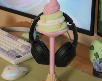 Hoofdtelefoonstandaard pastelkleurige ijsjes – Kawaii gaming-bureaudecoratie