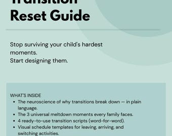 Transition Guide for Neurodivergent Kids | Reduce Meltdowns at Leaving, Coming Home & Screen Time | Printable PDF