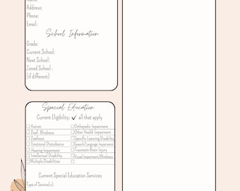 Special Education Transition Form