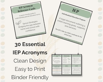 IEP Acronym Reference Cards | Parent-Friendly Special Education Guide (Digital Download)