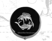 Pisces Pill Box Inlaid in Hand Painted Glossy Black Enamel Neo Victorian Zodiac Inspired Personalized and Color Options