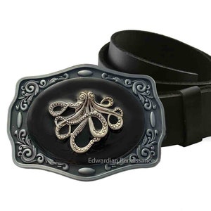 Boucle de ceinture Octopus : émail peint à la main, boucle nautique