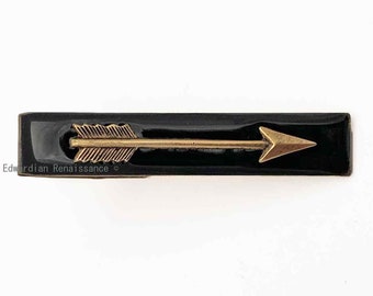 Arrow Tie Clip Inlaid in Hand Painted Black Enamel with Color Options Available