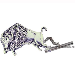 Antique Silver Bison Tie Tack: Vintage Buffalo Tie Pin