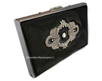 Art Nouveau RFID Credit Card and Money Clip Wallet Vintage Inspired Bejeweled with Custom Colors and Personalized Options Available