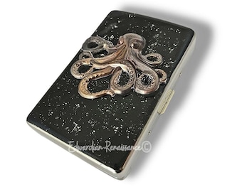 Sigarettenkoker geoxideerd octopus, handgeschilderde geëmailleerde kraken portemonnee, gepersonaliseerde optie
