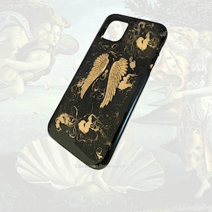 Gold Wings iPhone/Galaxy Case: Hand-Painted Black Enamel, Rococo Punk Style