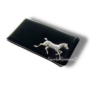 Morgan Horse Money Clip: Hand Painted Black Enamel, Art Deco Style