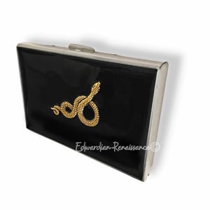 Antique Gold Snake Wallet: Gothic RFID Credit Card Case, Personalized