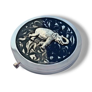 Elephant Pill Box: Hand Painted Enamel, Vintage Inspired Case