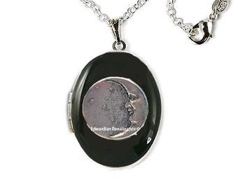 Collar con medallón de luna de esmalte pintado a mano: joyería celestial personalizada