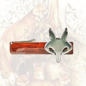 Fox Tie Clip Inlaid in Hand Painted Copper Enamel Woodland Inspired with Color Options