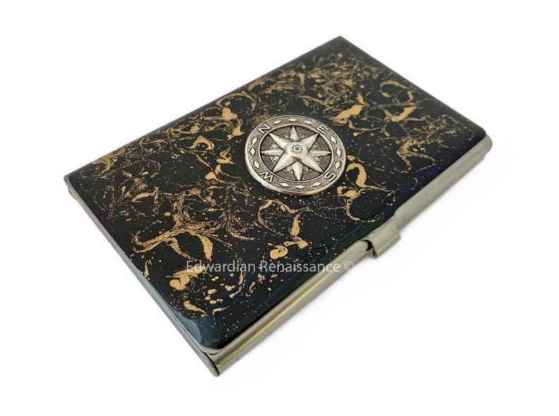 Compass Rose Medallion Business Card Case Inlaid In Hand Painted Enamel Nautical Inspired With Personalized And Color Options Bags Purses Wallets Money Clips Valresa Com