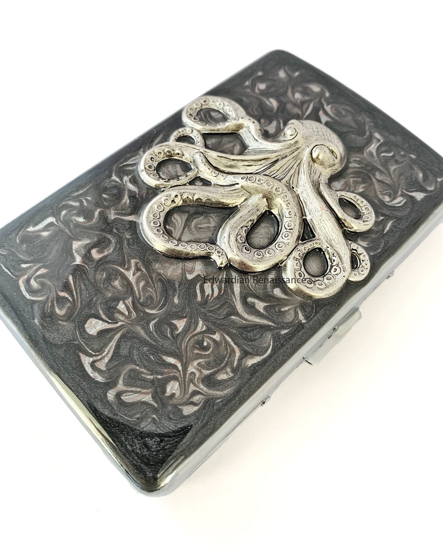 Octopus Metal Cigarette Case Inlaid in Hand Painted Enamel - Etsy