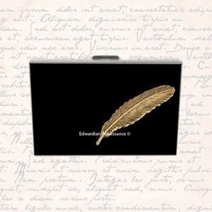 Carteira Ravens Feather incrustada em esmalte preto pintado à mão, capa bloqueadora RFID com opções de cores e personalizadas
