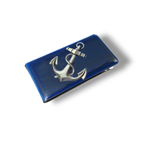 Antique Silver Anchor Money Clip, Nautical Art Deco Gift  Detailed Nautical Anchor Money Clip display picture 1