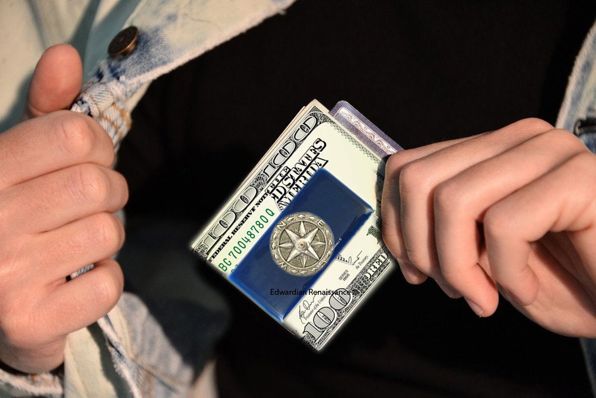 Pince à billets éléphant argentée antique : émail peint à la main, option personnalisée - France