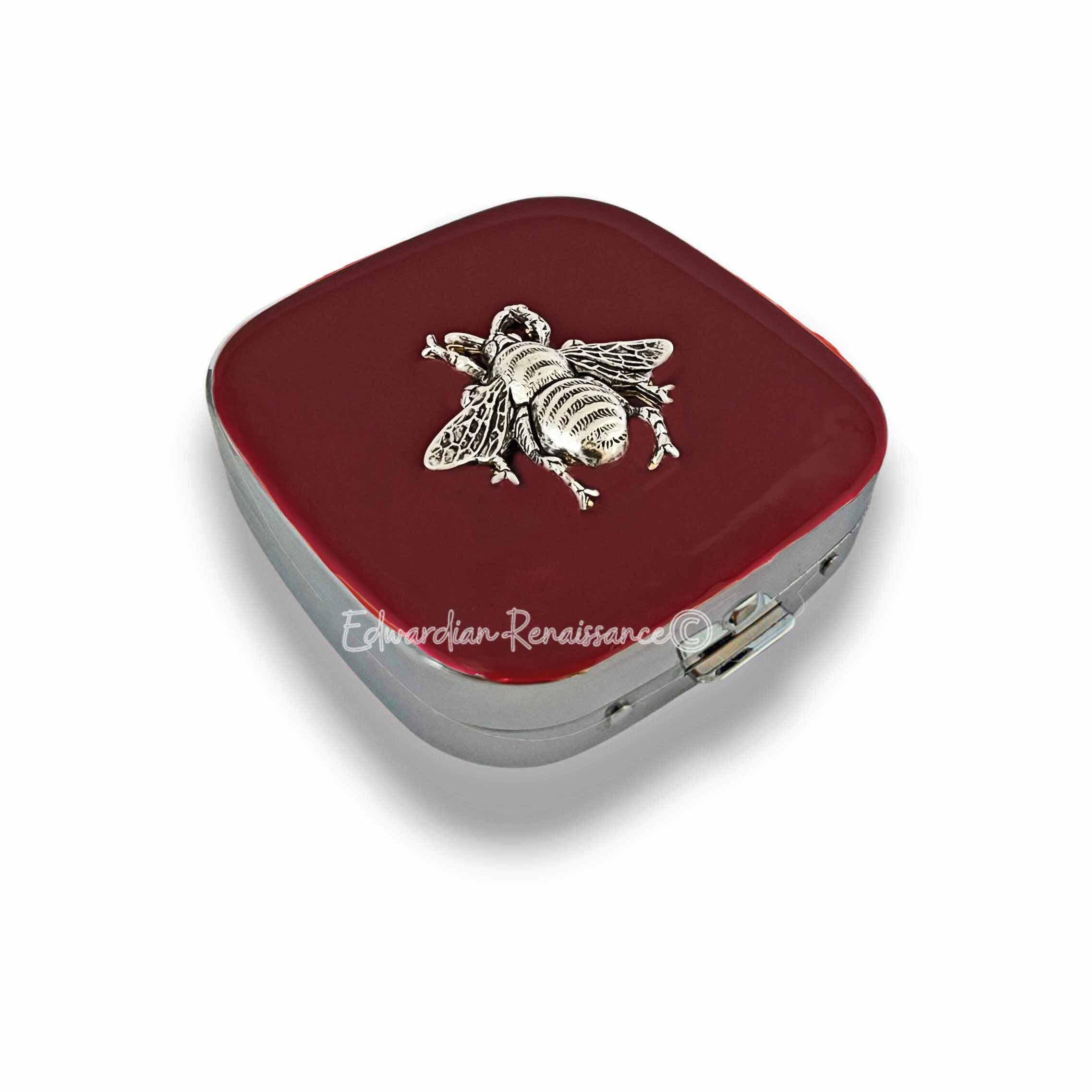 Antique Silver Bee Pill Box: Victorian Style, Personalized
