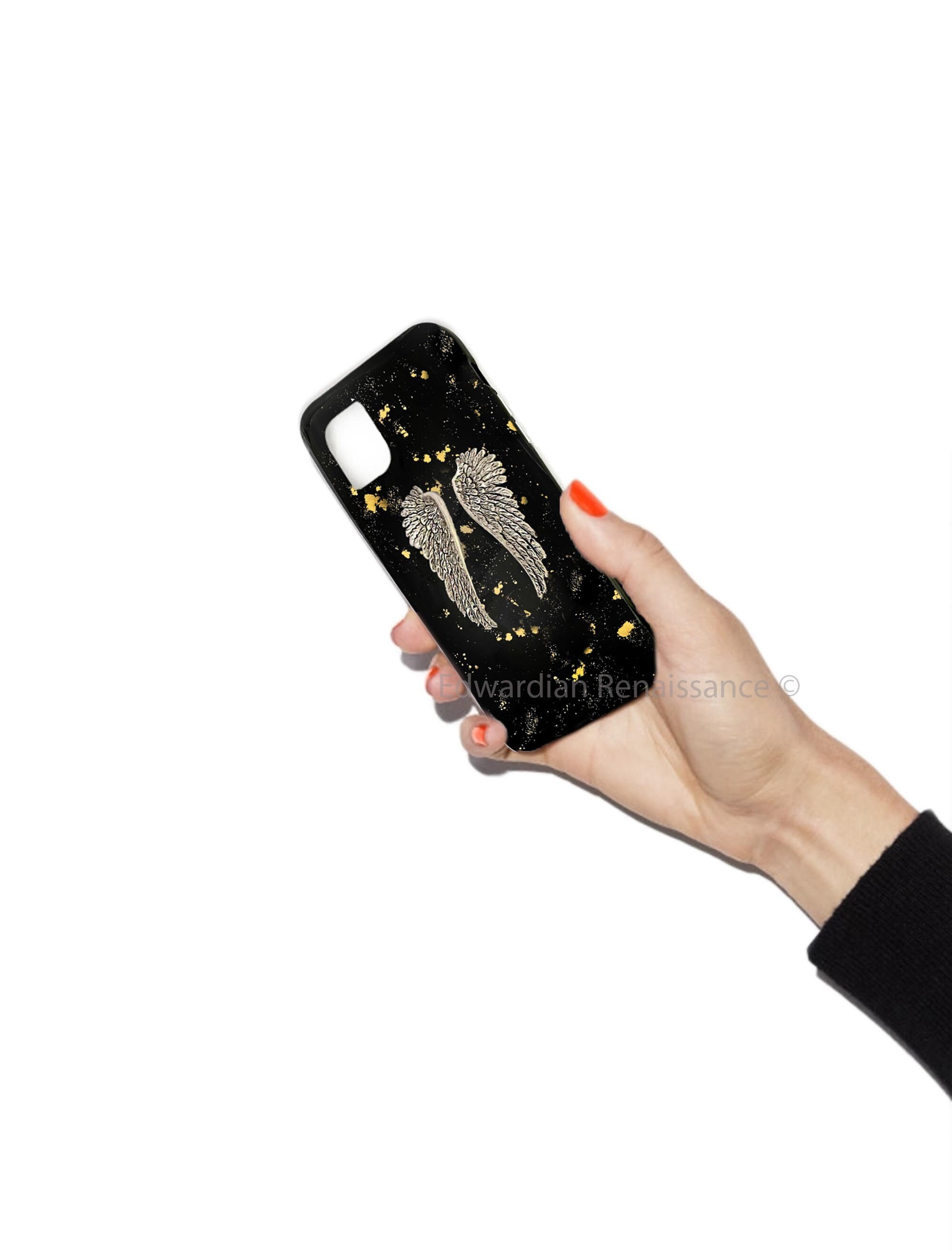 Angel Wings Phone Case for Galaxy or iPhone Inlaid in Hand