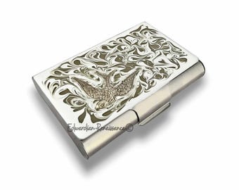 Portemonnee voor visitekaartjes: vintage stijl metalen portemonnee, ingelegd email