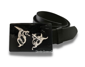Dragon Belt Buckle: Hand-Painted Enamel, Medieval Fantasy Pewter