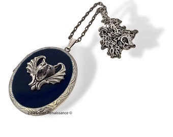 Vampire Bat Locket Necklace: Gothic Enamel Pill Box, Personalized Option