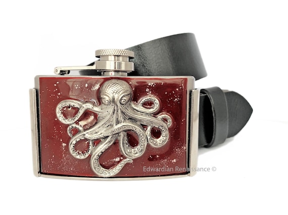 8oz RED Steampunk Octopus Flask 8oz RED Steampunk Octopus Flask
