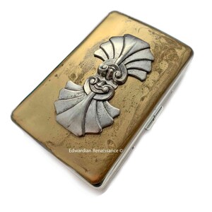 Rococo Cigarette Case Inlaid in Hand Painted Metallic Gold Enamel Baroque Style Metal Wallet Personalize and Color Options