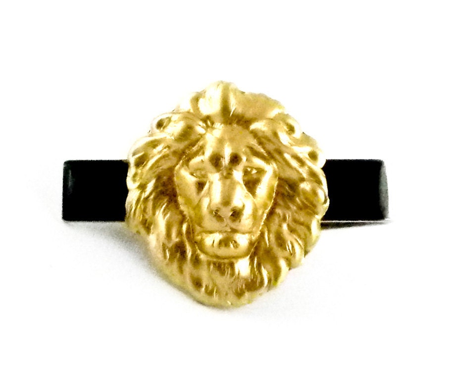 Boutons De Manchette Anciens Pensionnat Anglais - Motif Lion & Rayures Marine/Jaune - WM