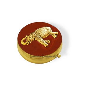 Hand Painted Elephant Pill Box: Art Deco Enamel, Personalized Option