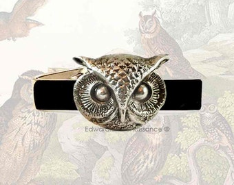 Pince à Cravate Homme Dorée Motif Hibou - Accessoire élégant Pour Costume, Mariage, Affaires - Taille 4x1.8 Cm