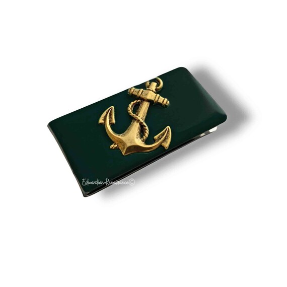 Antique Silver Anchor Money Clip, Nautical Art Deco Gift  Detailed Nautical Anchor Money Clip main image 1