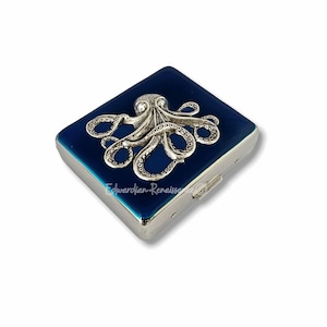 Octopus Pill Box: Hand Painted Enamel, 8-Compartment Organizer