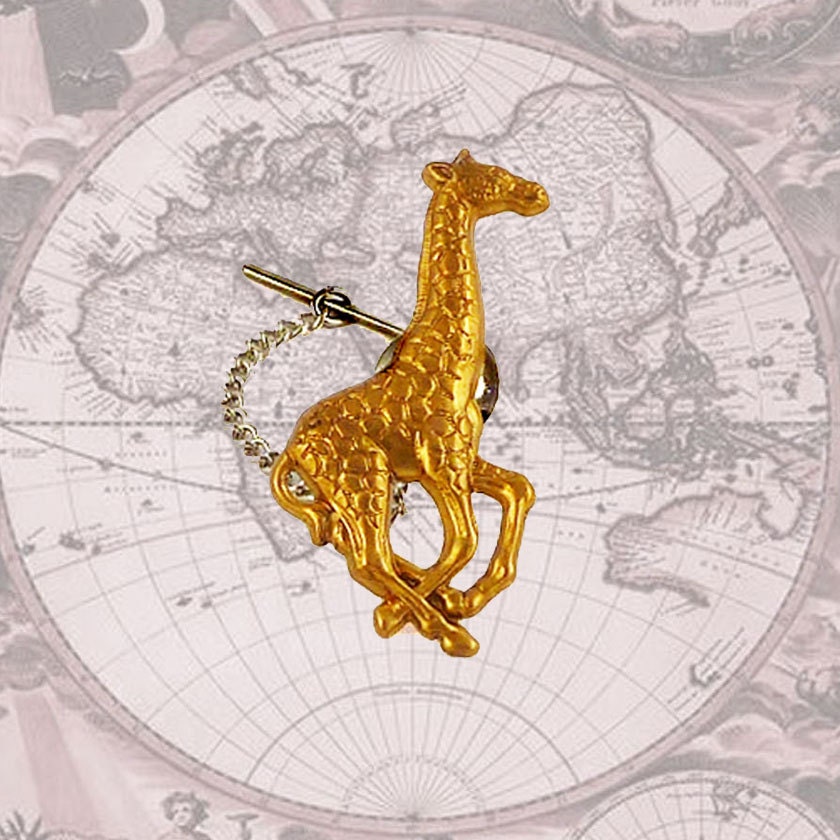 Giraffe Tie Pin Victorian Tie Tack Pin with Bar and Chain Etsy