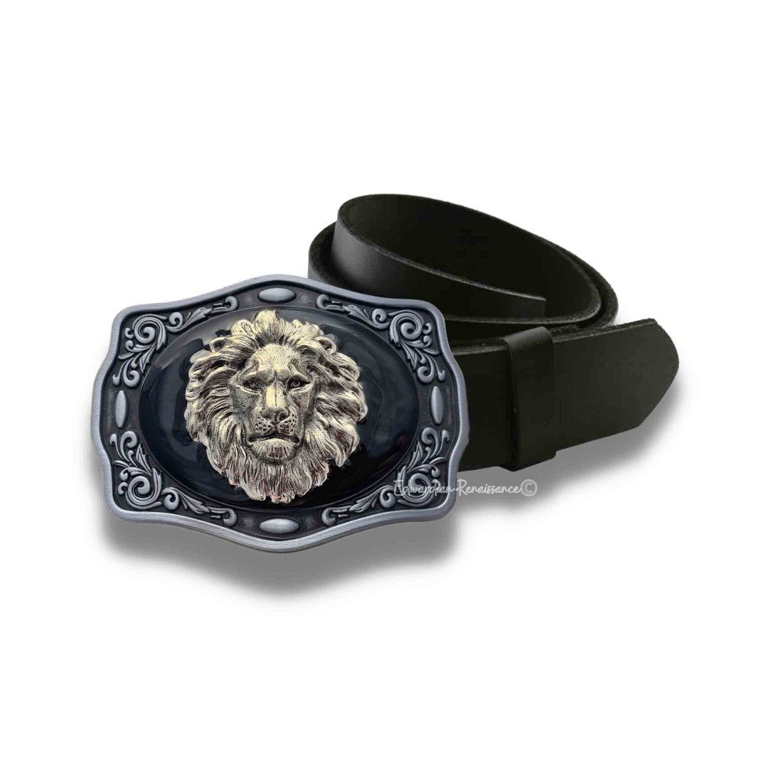 Vintage 70s Heavy Lion Head Tassel Slide Belt or Necklace Silver Tone Enamel 34” Lion vintage silver enamel - Gem main image 2