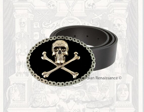 Skull With Crossbones Belt Buckle With 