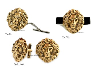 Lions Head Cufflinks Antiue Gold Neoclassic Leo Cuff Links Vintage Inspired Dress Shirts Accessory