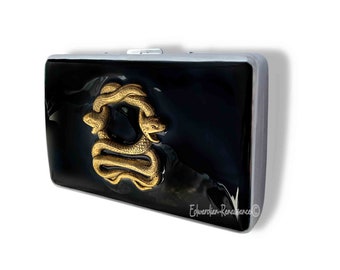 Serpent Cigarette Case: Hand Painted Art Deco Snake Wallet