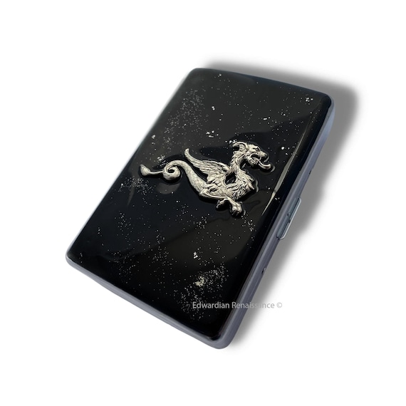 Dragon Cigarette Case: Hand-painted Enamel, Fantasy-inspired