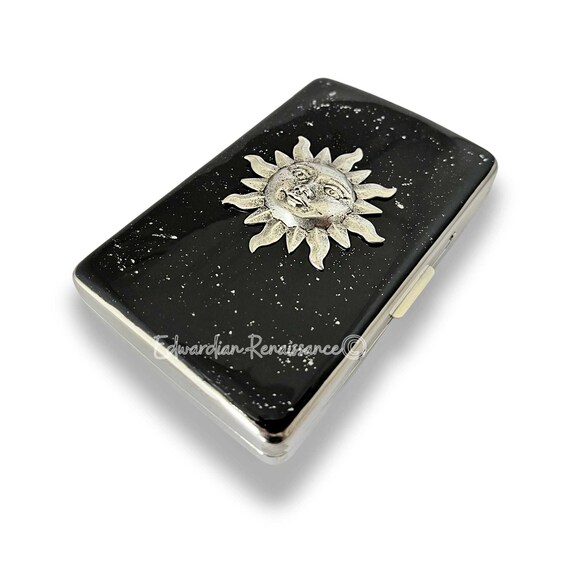 enamelled cigarette case Edwardian 1905 German Enameled Box In Solid .800 Silver  Treasure Fine Jewelry Antique Silver Sun Cigarette Case,