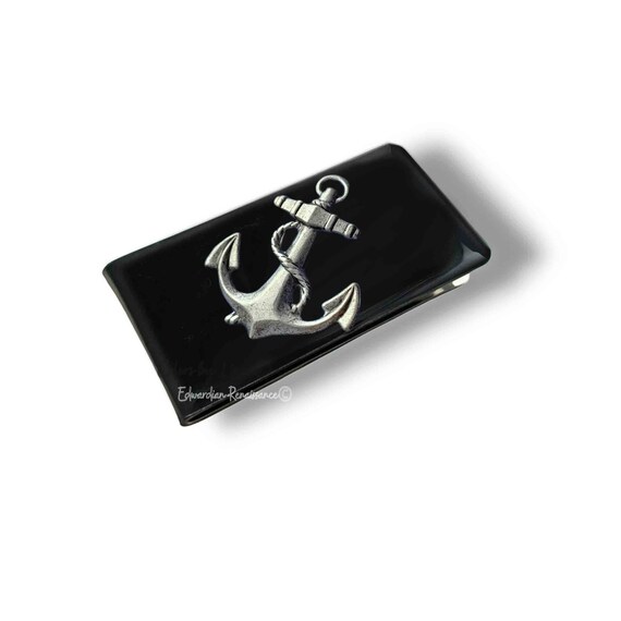 Antique Silver Anchor Money Clip, Nautical Art Deco Gift  Detailed Nautical Anchor Money Clip main image 2
