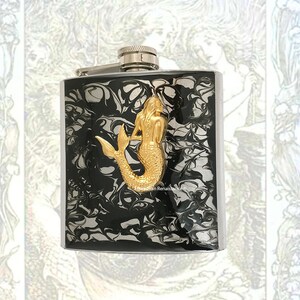 Mermaid Flask: Steampunk Siren, Hand-Painted Enamel, Personalized