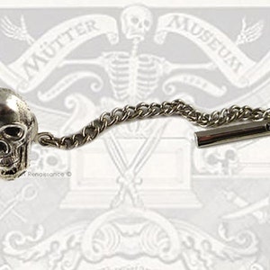 Antique Silver Skull Tie Pin: Vintage Inspired Lapel Brooch