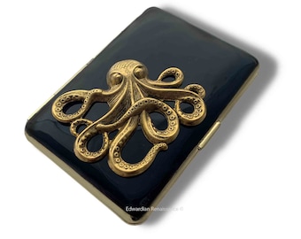 Octopus-sigarettenkoker: handgeschilderd gotisch nautisch, aangepaste gravure