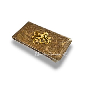 Antike Gold Oktopus Geldscheinklammer: Handbemalte Emaille, Personalisierte Option