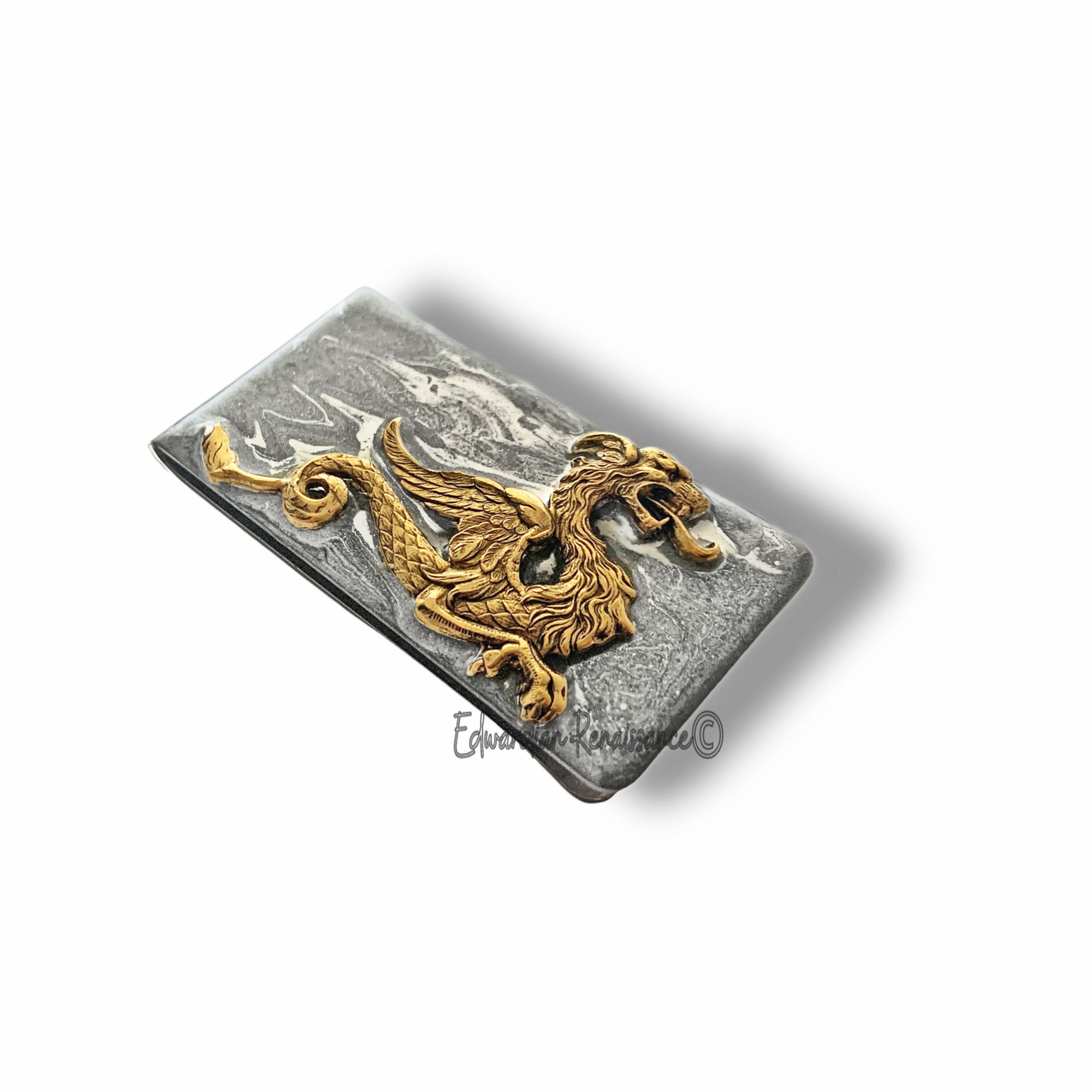 Antique Silver Dragon Money Clip: Personalized Enamel Inlay - Etsy