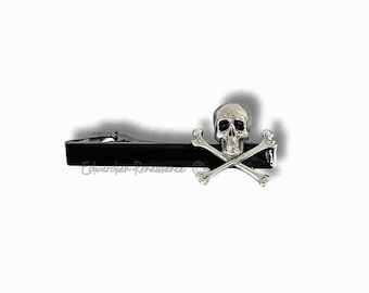 Skull and Crossbones Tie Clip: Cufflinks Set Option, Vintage Style
